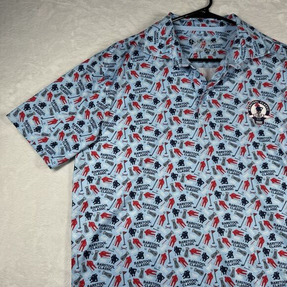 Barstool Sports Golf Polo Shirt Mens M‎ Blue Performance All Over Print - Picture 3 of 12